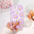 thumbnail image 6 of Compatible for iPhone 14 Pro Max Case Clear Cute Flower Floral with Chain for Girls Women Pattern Soft TPU Shockproof Protective Girly for iPhone 14 Pro Max-Purple Flower, 6 of 7
