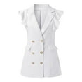 thumbnail image 2 of VUPSGEZ Womens Sleeveless Collared Double Breasted Blazer Dress Work Office Dresses (White,S), 2 of 8