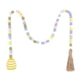 thumbnail image 1 of Guirnalda de cuentas de madera para Pascua, accesorio hecho a mano con borlas, cuentas de primavera para interiores amarillo, 1 of 6