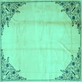 thumbnail image 1 of Ahgly Company Machine Washable Indoor Square Persian Turquoise Blue Traditional Area Rugs, 8' Square, 1 of 4