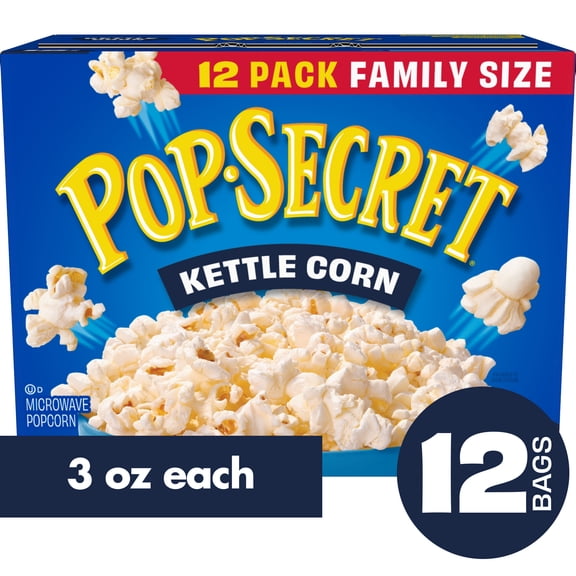 Pop Secret Popcorn, Kettle Corn Microwave Popcorn, 3 oz Sharing Bags, 12 Ct