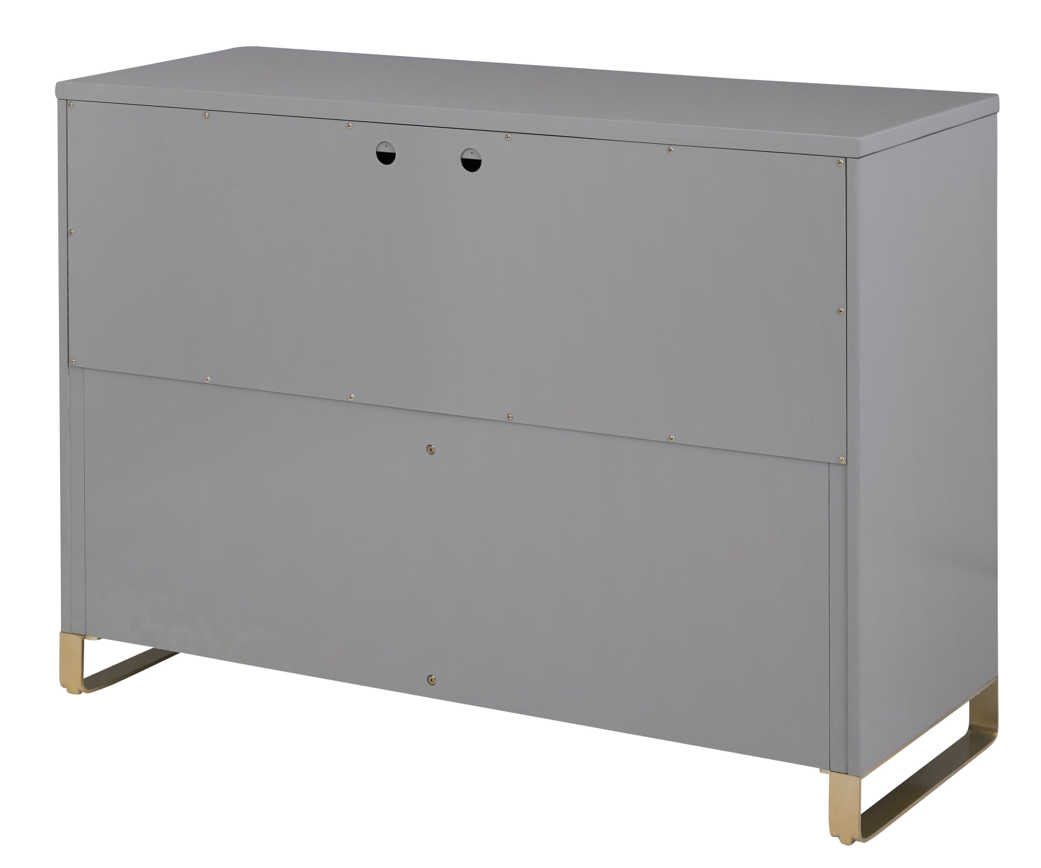 MoDRN Glam 6 Drawer Dresser, Grey with Satin Brass