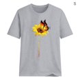thumbnail image 2 of Blouse Été Manches Courtes T-shirt Tournesol Manches Courtes Chemisier Imprimé Col Rond Top, Gris Clair, S, 2 of 5