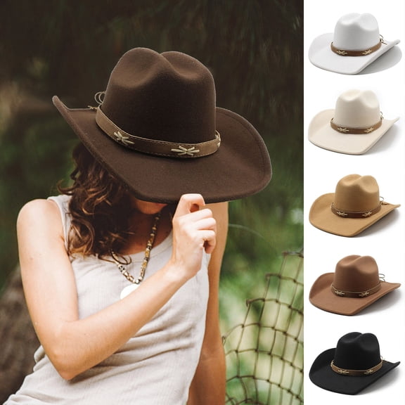 Mens Straw Cowboy Hats - Women Men Western Shapeable Wide Brim Sun Hat Cowboy Hat,Black,One Size