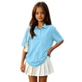 thumbnail image 2 of Girls' Short Sleeve Pique Polo Sky Blue 100, 2 of 6
