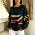 thumbnail image 4 of Enjoytime Sweatshirt for Women Striped Long Sleeve Half Button Pullover Tops Fall Fashion Casual Crew Neck Sweatshirts, 4 of 7