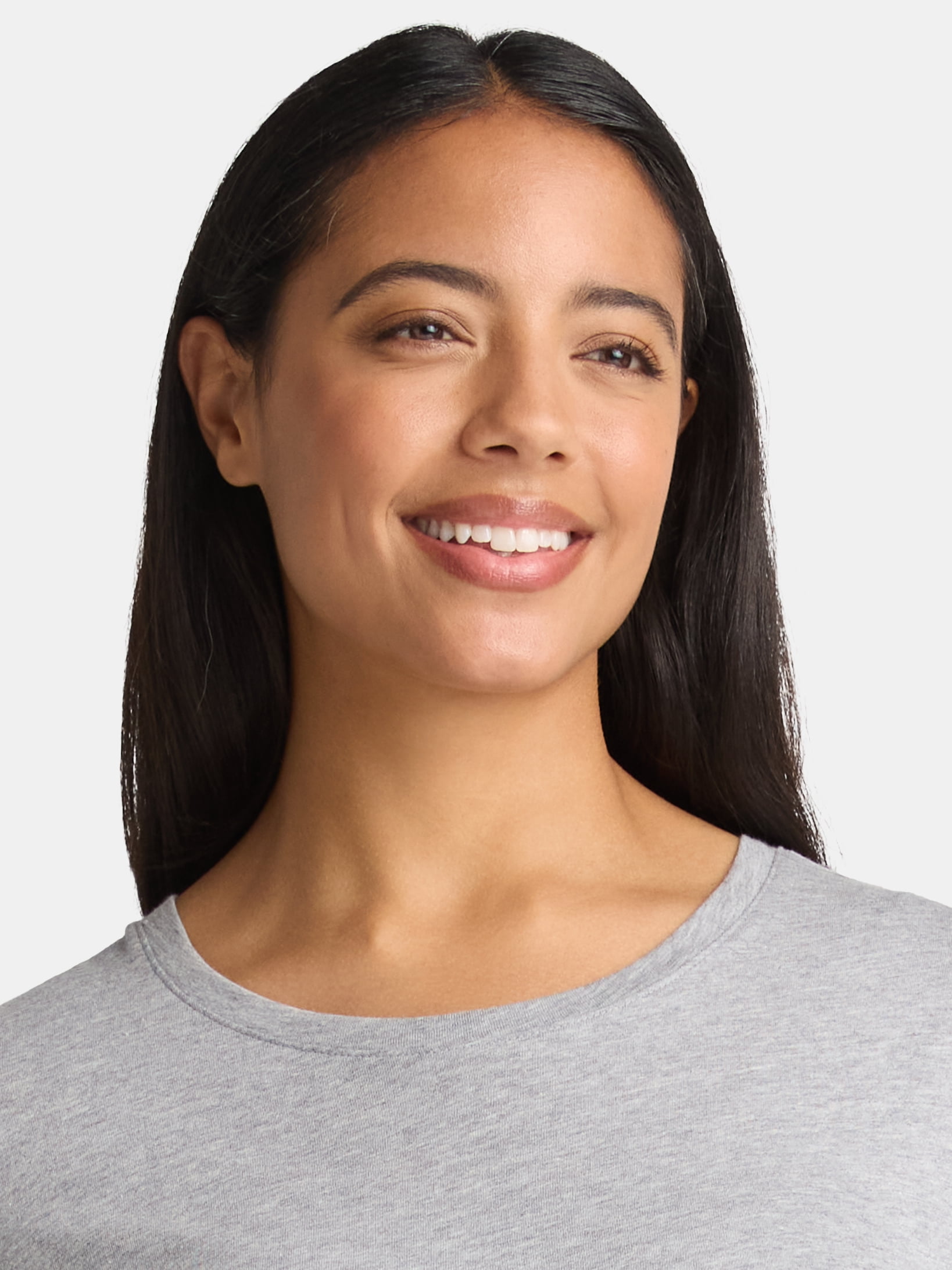 Time and Tru Women's Cotton Crewneck Tee with Long Sleeves, Sizes XS-XXXL
