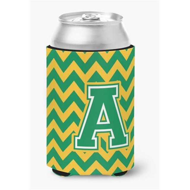 Carolines Treasures CJ1059-ACC Letter A Chevron Green & Gold Can or Bottle Hugger