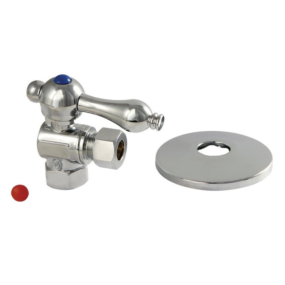 Kingston Brass CC33101K 3/8" FIP x 3/8" OD Comp Quarter-Turn Angle Stop Valve with Flange, Polished Chrome