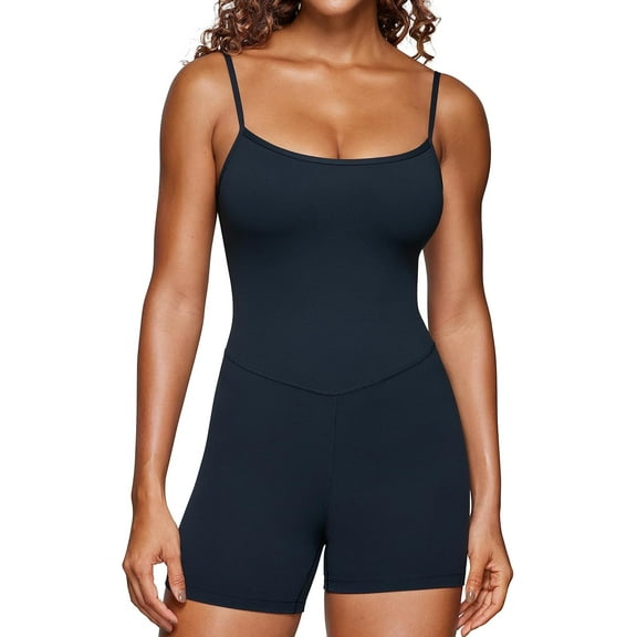Coco&Chic Womens Butterluxe Athletic Adjustable Strap Rompers Workout One Piece Sleeveless Jumpsuits Padded Bodysuit Shorts