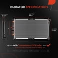 thumbnail image 2 of A-Premium Engine Coolant Radiator with Transmission Oil Cooler Compatible with Daewoo Leganza 1999-2002 L4 2.2L, Nubira 1999-2002 L4 2.0L, Automatic Trans. Replace# 96351103, 2 of 8