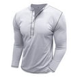 thumbnail image 2 of Annhoo Cotton Tshirts for Men Workout Long Sleeve Button Crew Neck Slim Tops Trendy Stylish Athletic Fall Pullover, 2 of 5