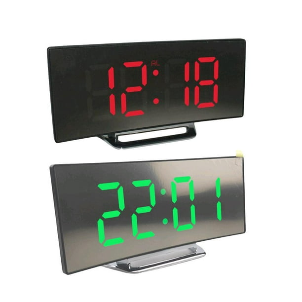 Réveil numérique, surface miroir électrique petite horloge de bureau grand  écran avec température intérieure