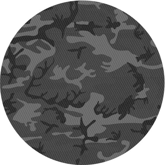 Ahgly Company Indoor Round Patterned Charcoal Black Area Rugs, 6' Round
