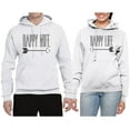 thumbnail image 2 of Wild Bobby, Happy Wife Happy Life Cute Classic Funny His and Hers Matching Couples Hoodies Sweater Set, White, Mens L-Womens L, 2 of 3