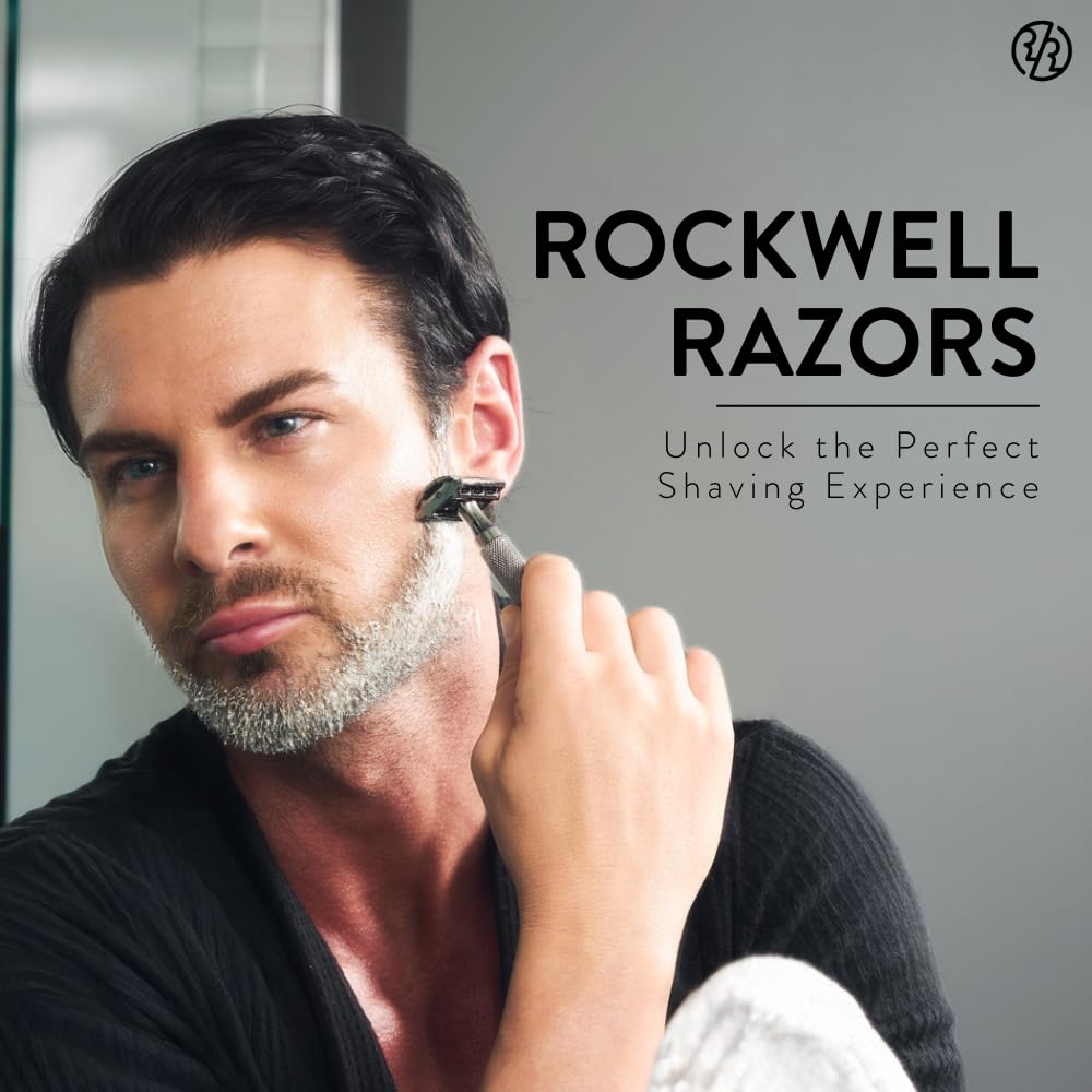 Rockwell Razors 2C Adjustable Double Edge Safety Razor for Men with 5 Razor Blades, Gunmetal Chrome