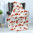 thumbnail image 4 of Nature Soft Flannel Fleece Throw Blanket, Amanita Muscaria Mushrooms Motifs in Cartoon Style, Cozy Plush for Indoor and Outdoor Use, 50" x 60", Burnt Orange Rust, by Ambesonne, 4 of 5