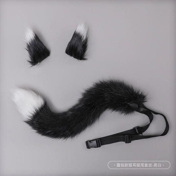 Halloween se puede doblar y ajustar el baile cosplay piel artificial cola y orejas de zorro de peluche