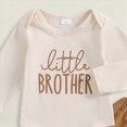 thumbnail image 4 of Gerichy Newborn Baby Boy 3Pcs Fall Winter Outfits Little Brother Long Sleeve Romper Tops Solid Pants 0 3 6 Months Cute Clothes Set, 4 of 5