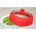 thumbnail image 4 of Bezrat Microwave Plate Cover 10.5 inch Dia 3.25 Inch Height For Food Glass Vented Red Plate Cover With Special Safe and Easy Grip Silicone Handle, 4 of 4
