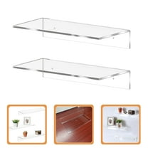 Omeite Acrylic Shelf Wall Mounted Bookshelf Kitchen Bathroom Wall Transparent L-Shaped Organizing Storage Rack 2pcs (30.5x15x6.5cm)