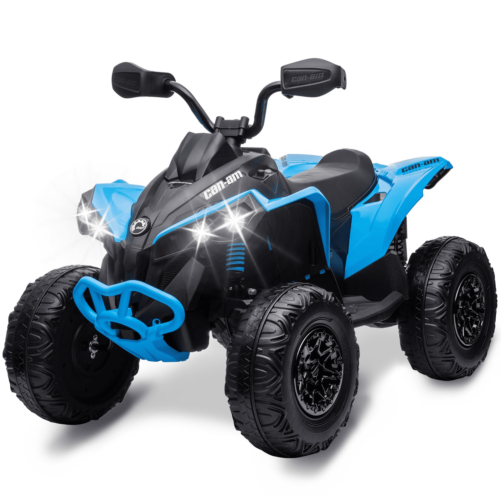 Towallmark Kids Atv Quad 4 Wheeler, 12V Ride on Toy Car Bombardier Licensed BRP Can-am Electric Vehicle, w/LED Lights, Bluetooth, Music,for 3-8 Year Old, Blue