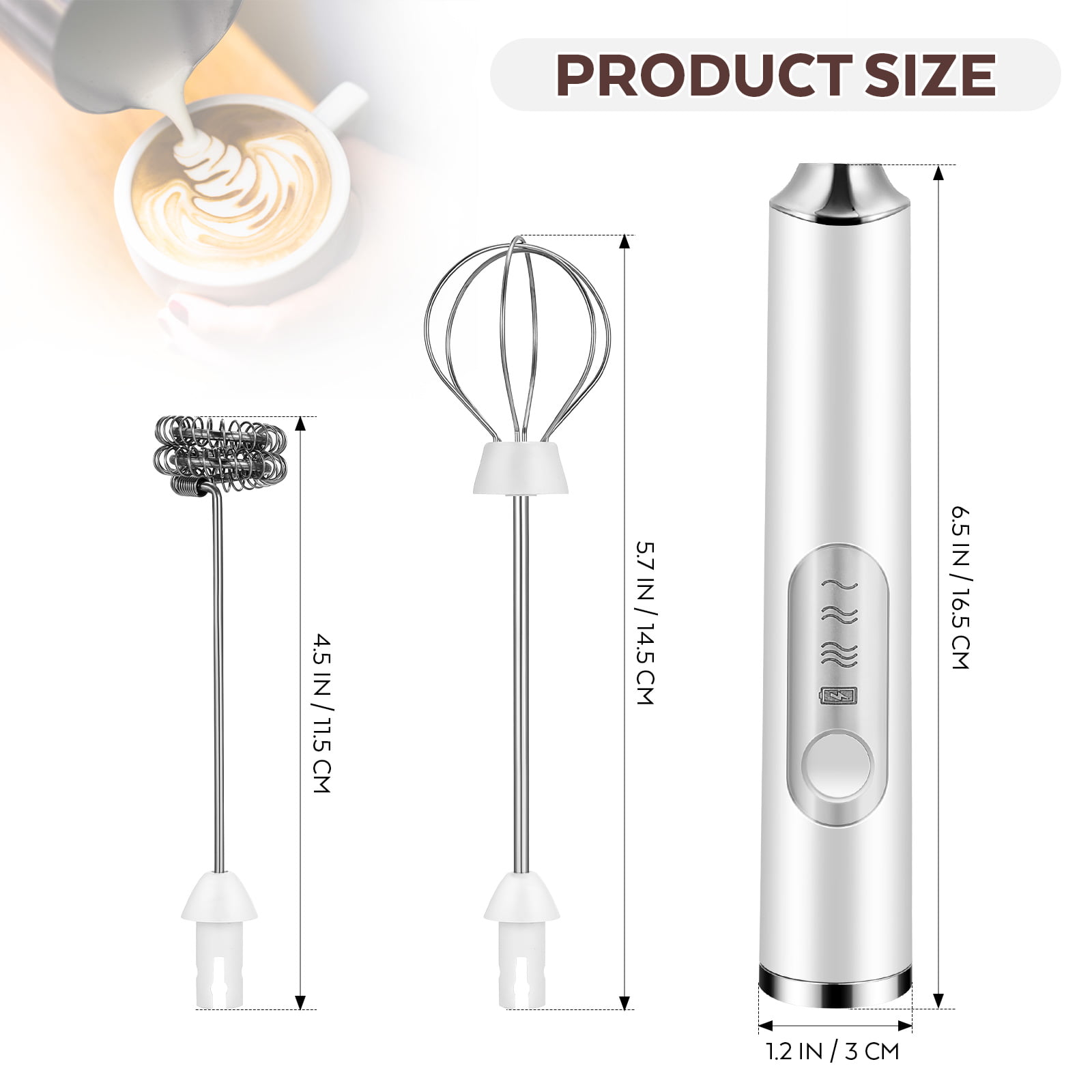 Oaktree Coffee Milk Frother Whisk Electric Mini Household Kitchen Egg White Foaming Stirrer Baking Cream Whisk-Without Battery