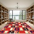 thumbnail image 2 of ODIKA 2'x3' Machine Washable Non-Slip Area Rug, Aztec Inspired Checkered Design High Traffic Rug, Red, 917794, 2 of 7
