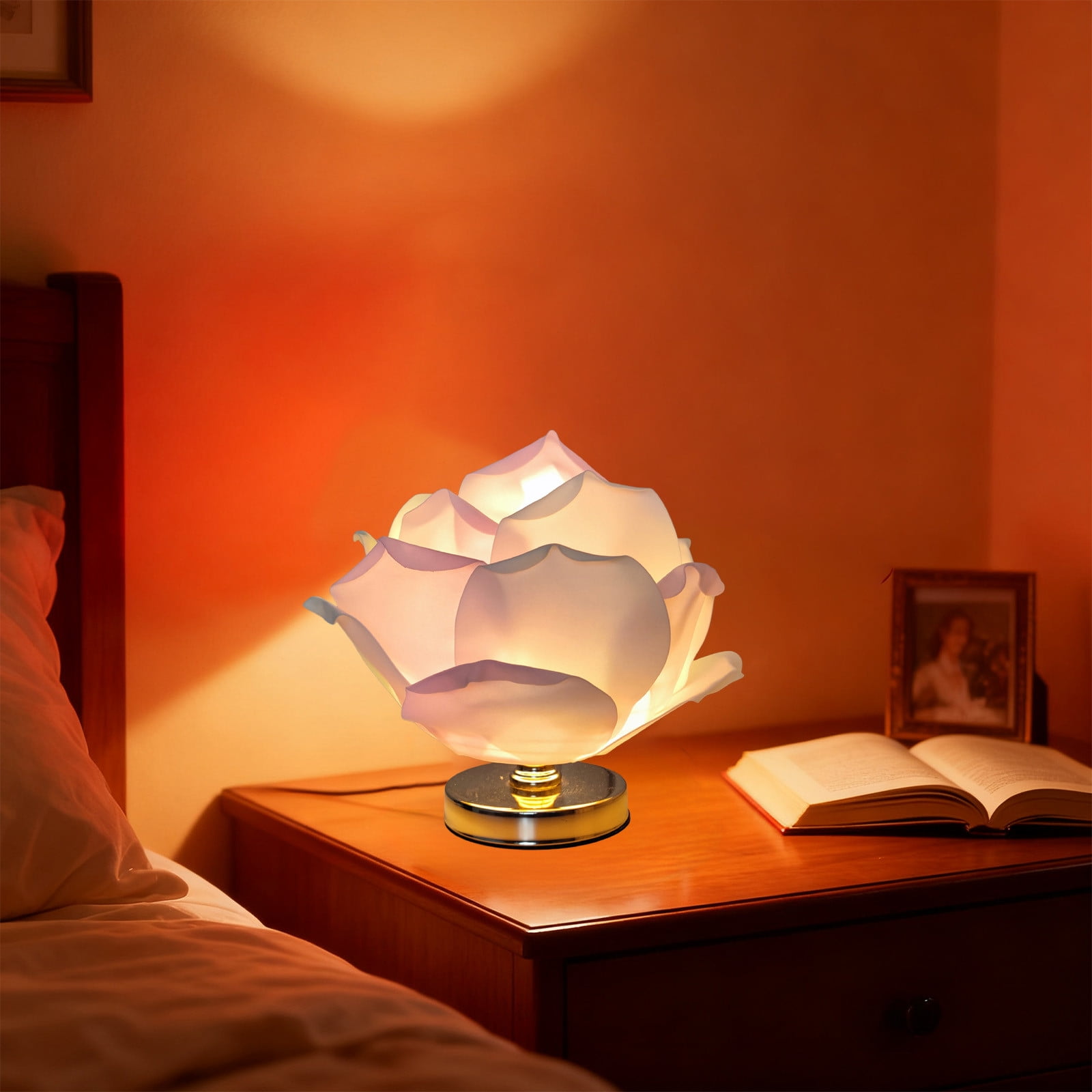 Large Rose Table Lamp with Dimmable USB Light, Adjustable Brightness Bedside Lamp, Atmosphere Lamp for Bedroom Decor, Valentine's Day Gift Idea, Home Decoration Accent Lamp, for Reading and Ambiance