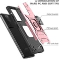 thumbnail image 3 of Case for Samsung Galaxy S21 Ultra 5G, Military Grade Armor Ring Holder Case Ultra Slim Shockproof TPU Bumper Hard PC Case Rotatable Ring Kickstand Cover for Galaxy S21 Ultra 5G - Rose Gold, 3 of 15