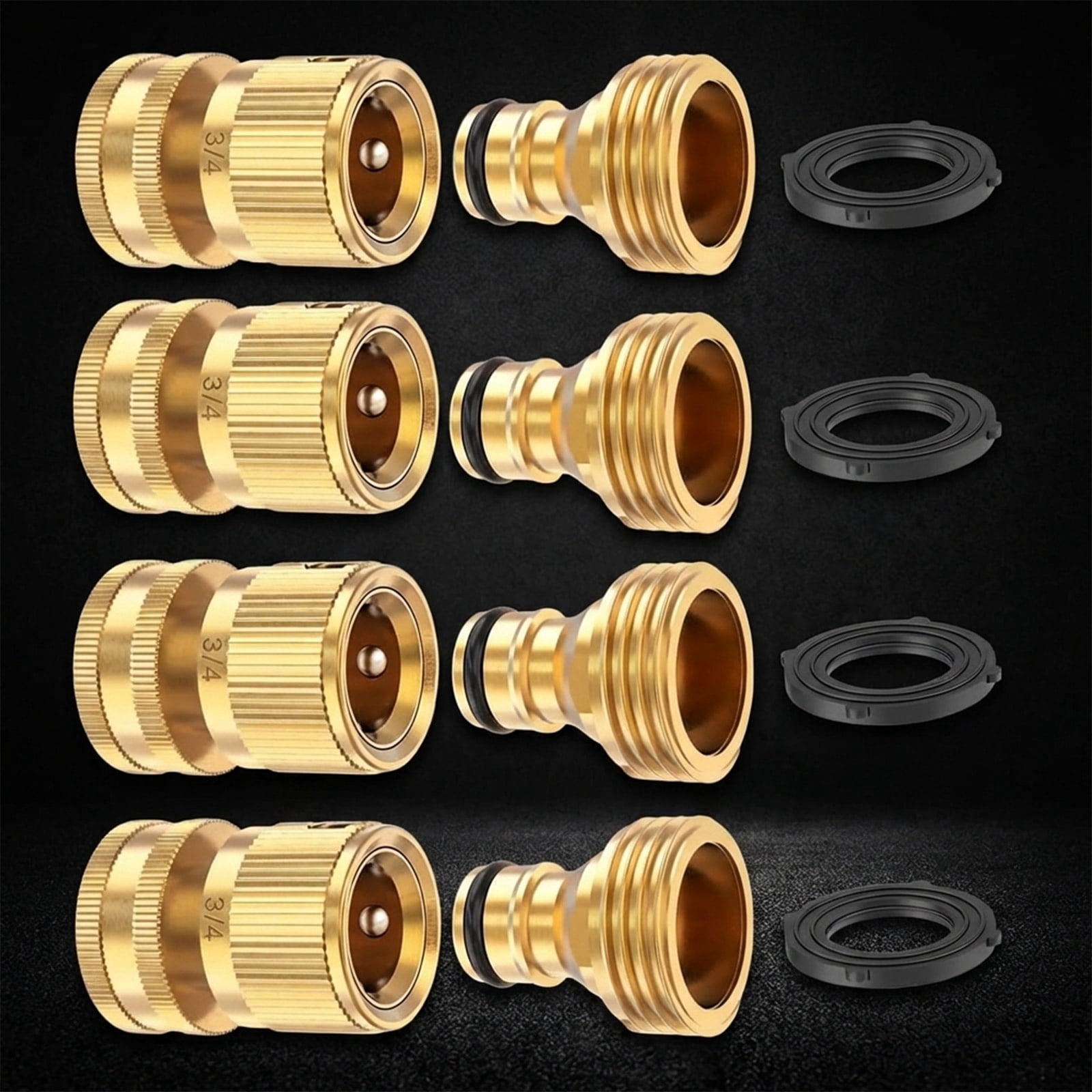 Garden Hose Quick Connect Fittings Solid Brass 4 Piece Set For Garden Watering