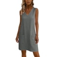 thumbnail image 6 of Bosfbaoi Dresses for Women Casual A-Line Shift Dress Loose V-Neck Sleeveless Tunic Dress with Pockets Summer Dresses for Women 2026, 6 of 7