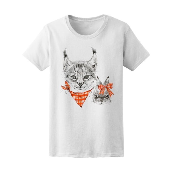 Cute Bunny Funny Bobcat Sketch Tee Women's -Image by Shutterstock