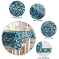 thumbnail image 6 of Blue Ombre Geometric Rectangle/Square/Round Waterproof Tablecloths 60x120 inch Aqua Morocco Modern Abstract Art Polyester Table Cloth Table Cover Tabletop for Wedding Party Dinner, 6 of 6