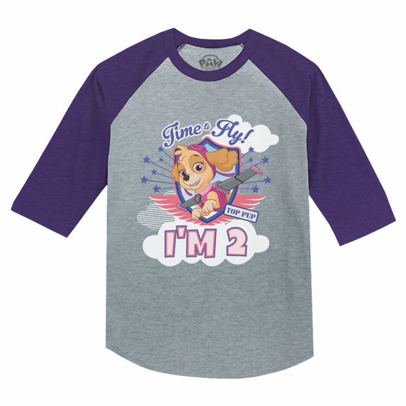 Tstars Girls 2nd Birthday Gift Birthday Gift for 2 Year Old Skye I'm 2 Paw Patrol 2nd Birthday Shirts for Girl B Day Birthday Party 3-4 Sleeve Baseball Jersey Girl Toddler Shirt