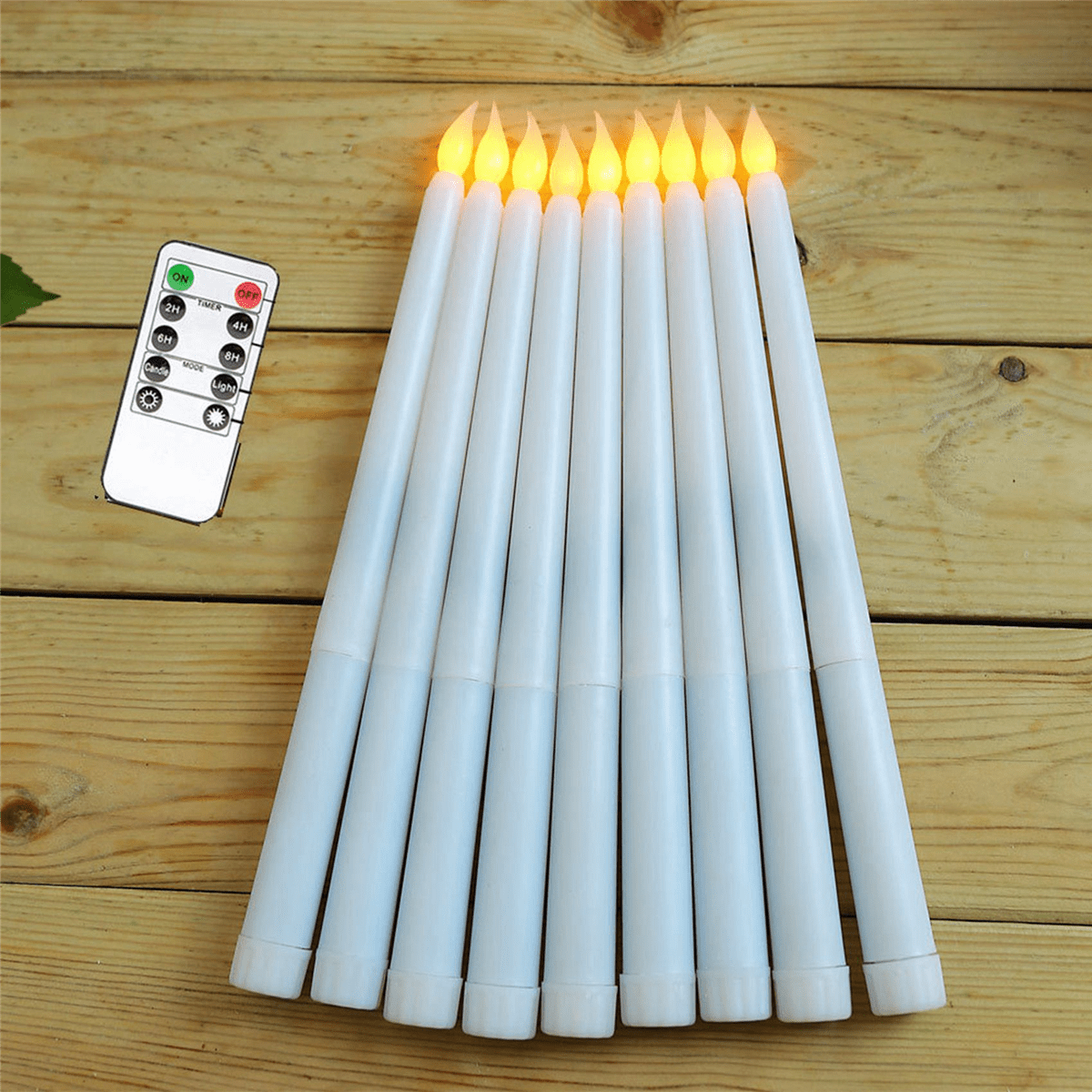 12Pcs Flameless Taper Candles Flickering with 10-Key Remote Timer, Battery Operated LED Candlesticks Window Candles