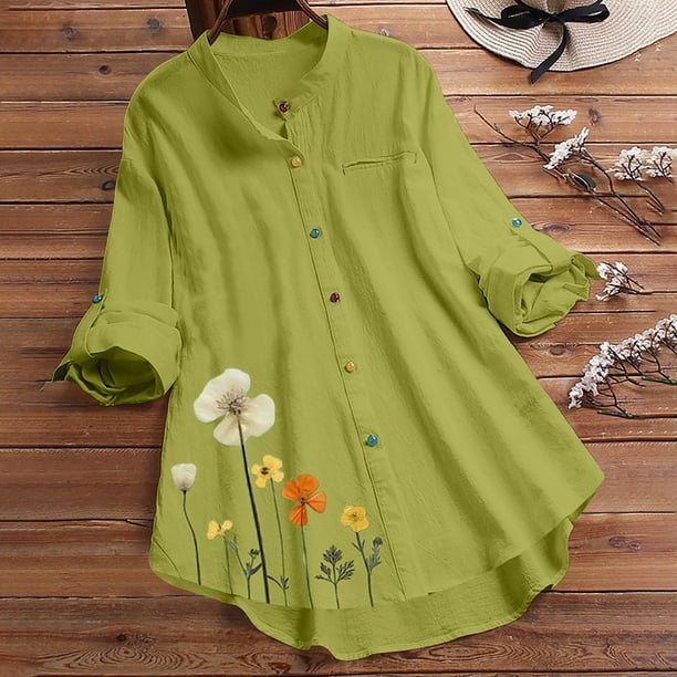 Qucoqpe - Camiseta de manga corta para mujer, de algodón, lisa, con estampado floral, informal, tallas grandes, tallas M-XXXXXL