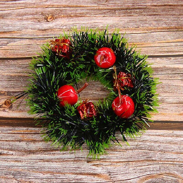 Mini Corona de Navidad colgante en miniatura, conos de pino Artificial, árbol de bayas rojas, decoración navideña de Año Nuevo