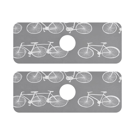 Minimalist Bicycle Illustration Quick Dry Silicone Algae Faucet Pad 14.7x5.4in 2 Pack Absorbent Mat for Kitchen Sink, Bathroom Countertop