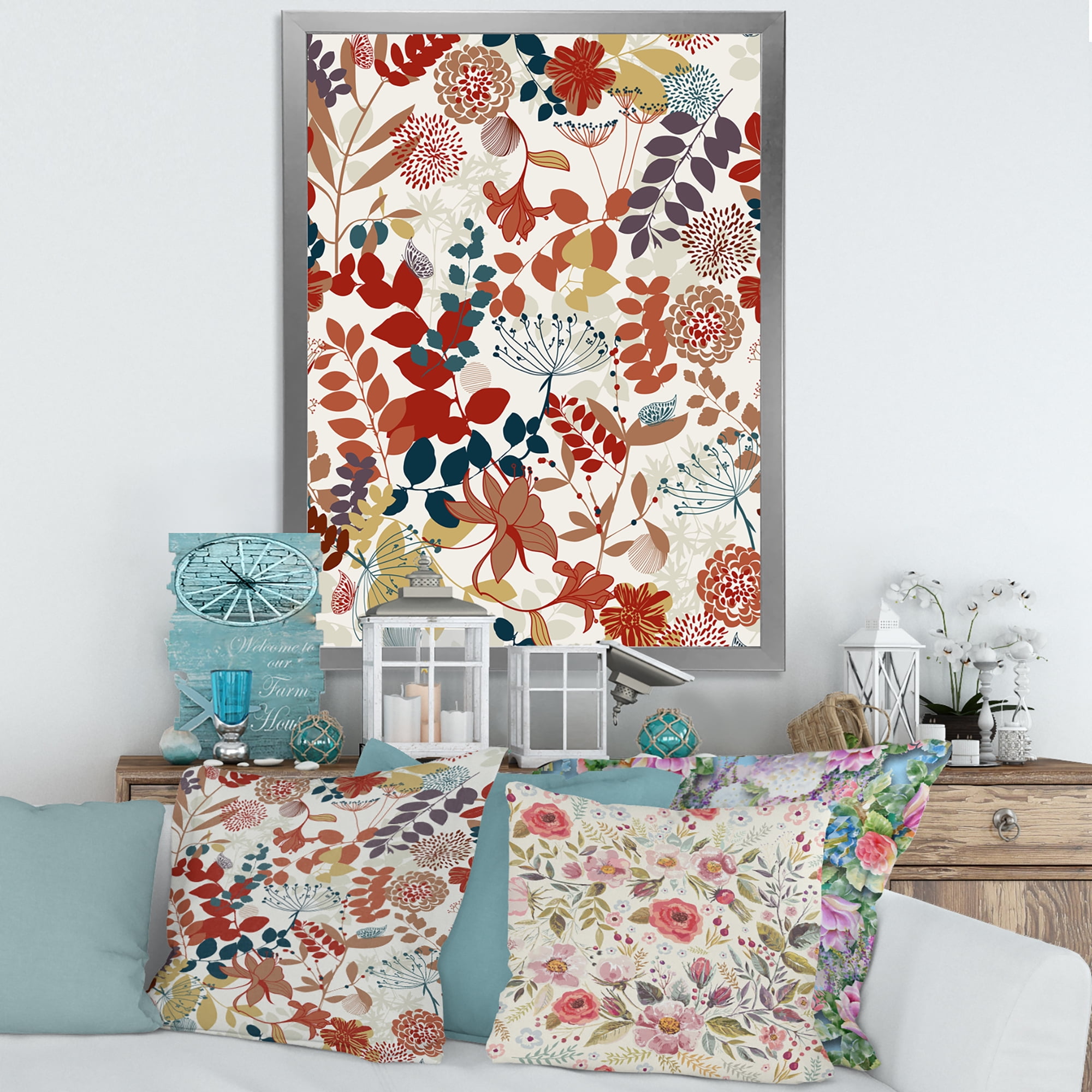 Designart 'Botanical Retro Garden' Bohemian & Eclectic Framed Art Print