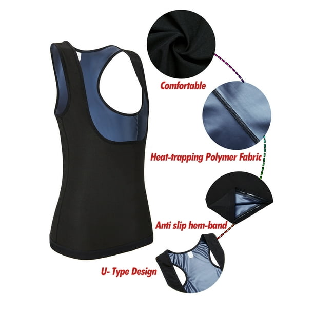 Sauna Sweat Vest for Womens Waist Trainer Vest Underbust Body Shaper Heat  Trapping Polymer Sweat Tank Top Slimming Workout Shirt for Weight Loss 