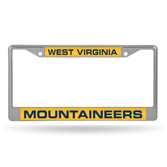 West Virginia UWV NCAA Mountaineers Chrome Metal License Plate Frame Holder