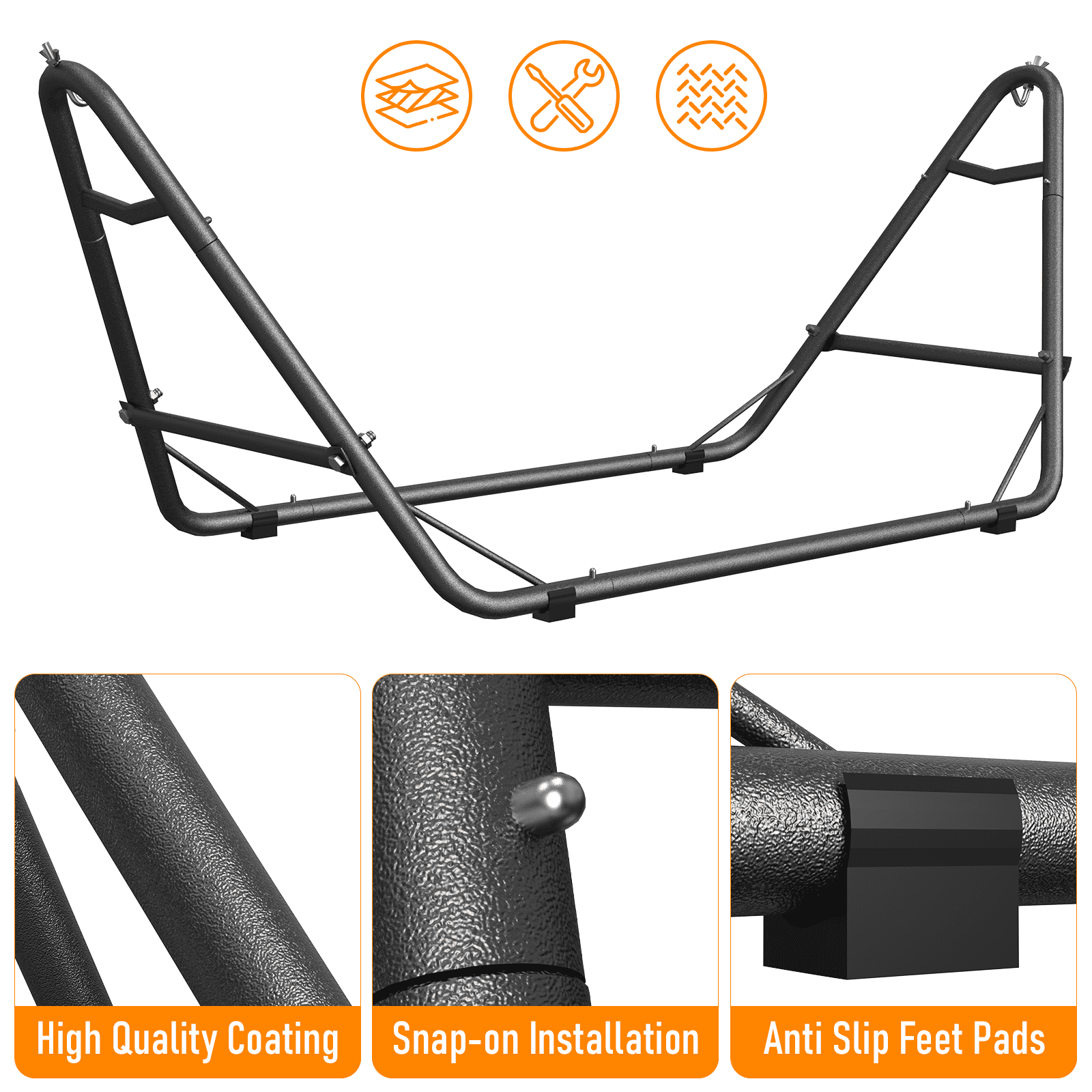 Yacona Hammock with Stand for Outside, Heavy Duty Steel Hammocks with Pillow for Backyard, Porch, Patio, Garden, Gray
