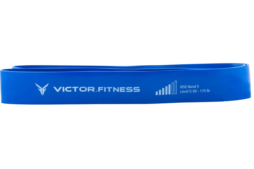 Victor.Fitness RISEband5 - Blue - Level 5 Blue RISE Band. 65-175lb resistance, 2-1/2" width. Heavy-duty resistance band that aids in recovery and invigorates through stretching and exercise.