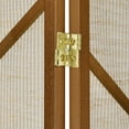 thumbnail image 4 of 3 Panels Room Divider Screen with Jute Insert Geometric Cutout Wood 71” High x 52” Wide, 4 of 6