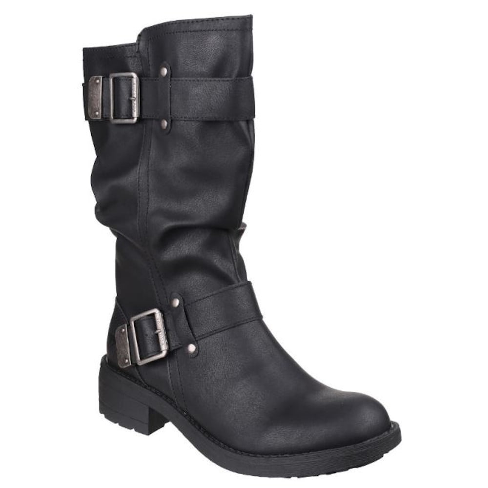 womens black leather biker boots