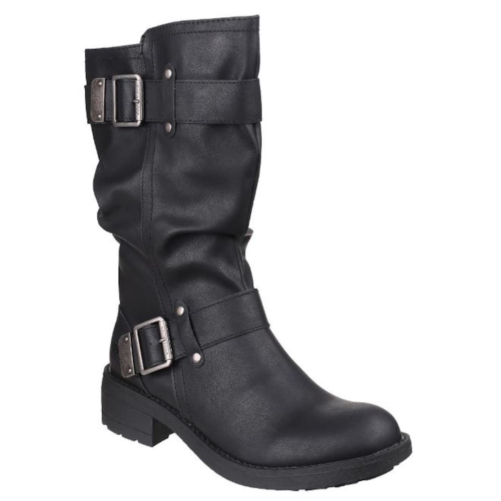 faux leather biker boots