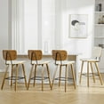 thumbnail image 6 of WOOW DEPOT PU Bar Stools Set of 2, 26" Seat Height w/ Mid Back Bent Wood Legs, Modern Upholstered Island Barstool Counter Chair for Home Kitchen Pub Dining Room, 6 of 10