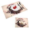 thumbnail image 1 of DouZhe Polyester Set de 4 Sets de Table, Abstrait Rose Cerisier Fleur Motif Résistant à la Chaleur Place Mats pour Table à Manger, 12 "x 18", 1 of 6
