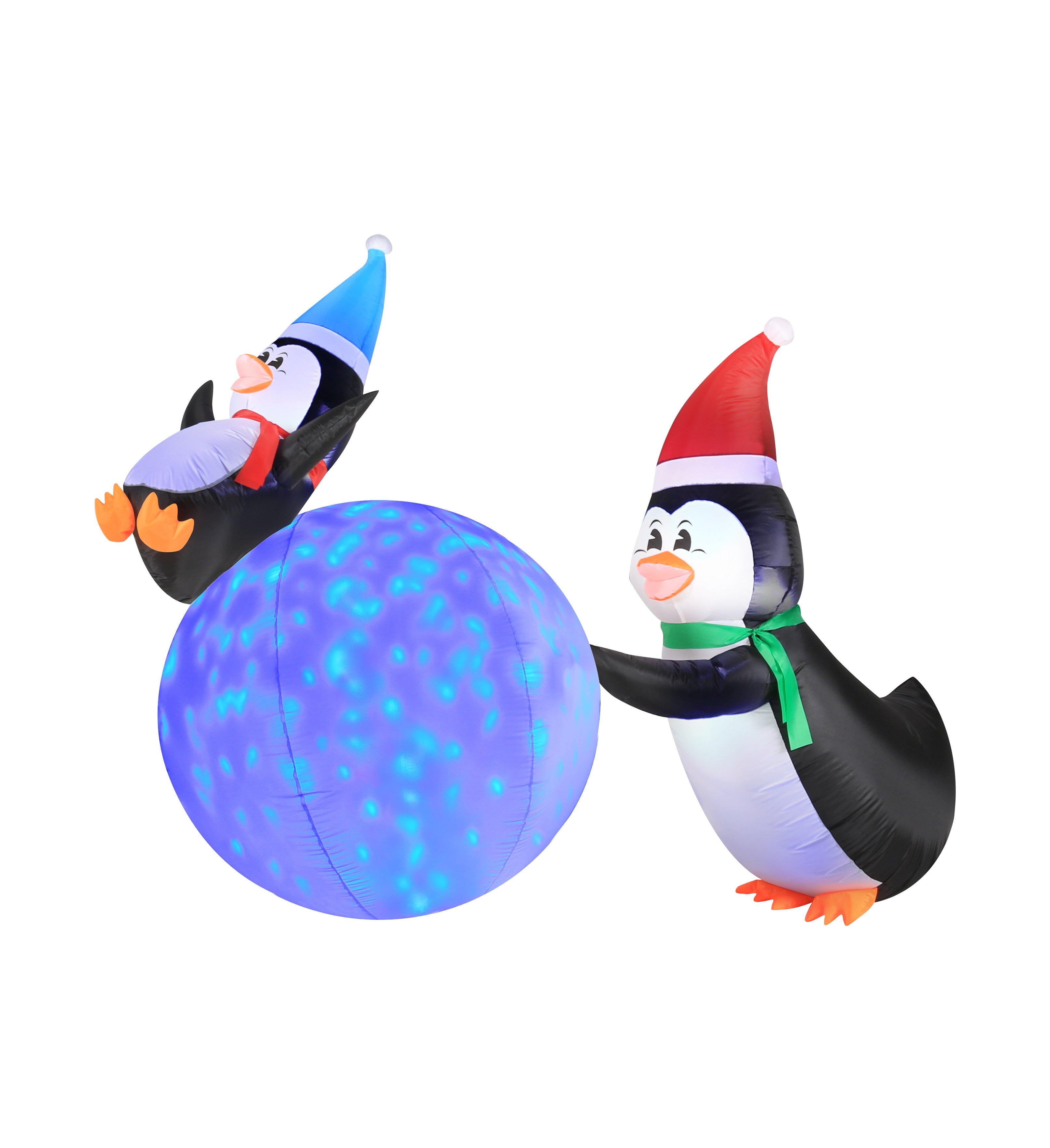 6' Inflatable PENGUINS With Swirling Lights Snowball
